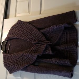 Elegant Purple Cable Knit Cardigan